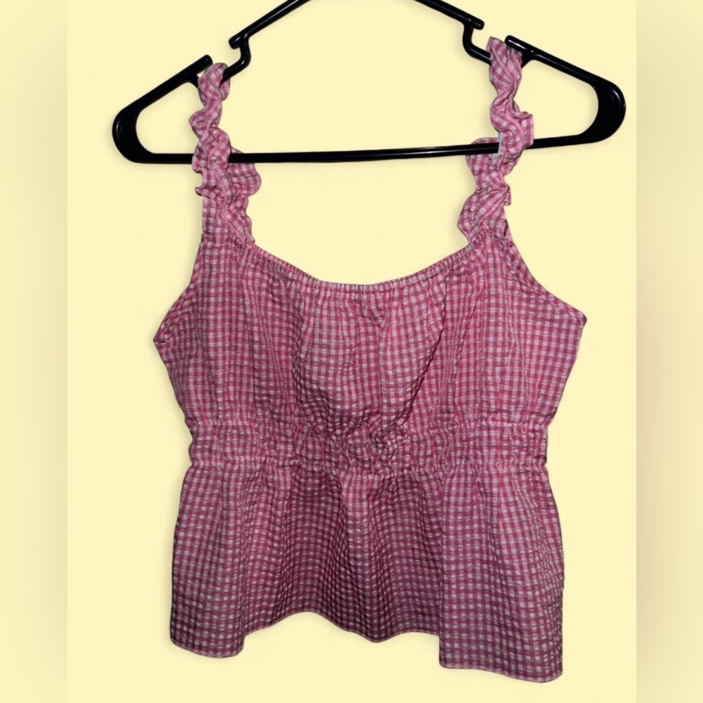 Stylish Pink Checkered Women's Blouse